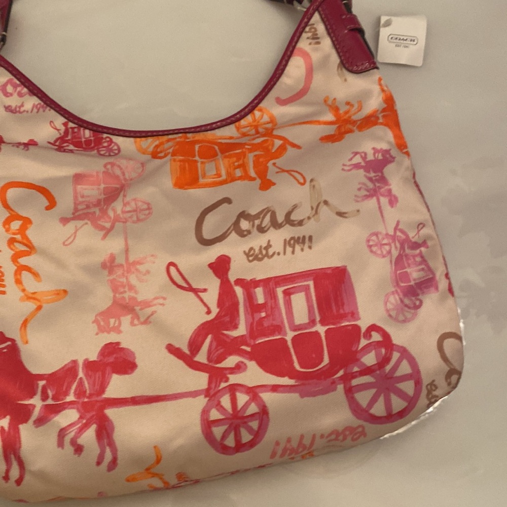 NWT Coach Multicolor Satin Leather Trim Horse and Carriage Crossbody bag - Picture 9 of 14